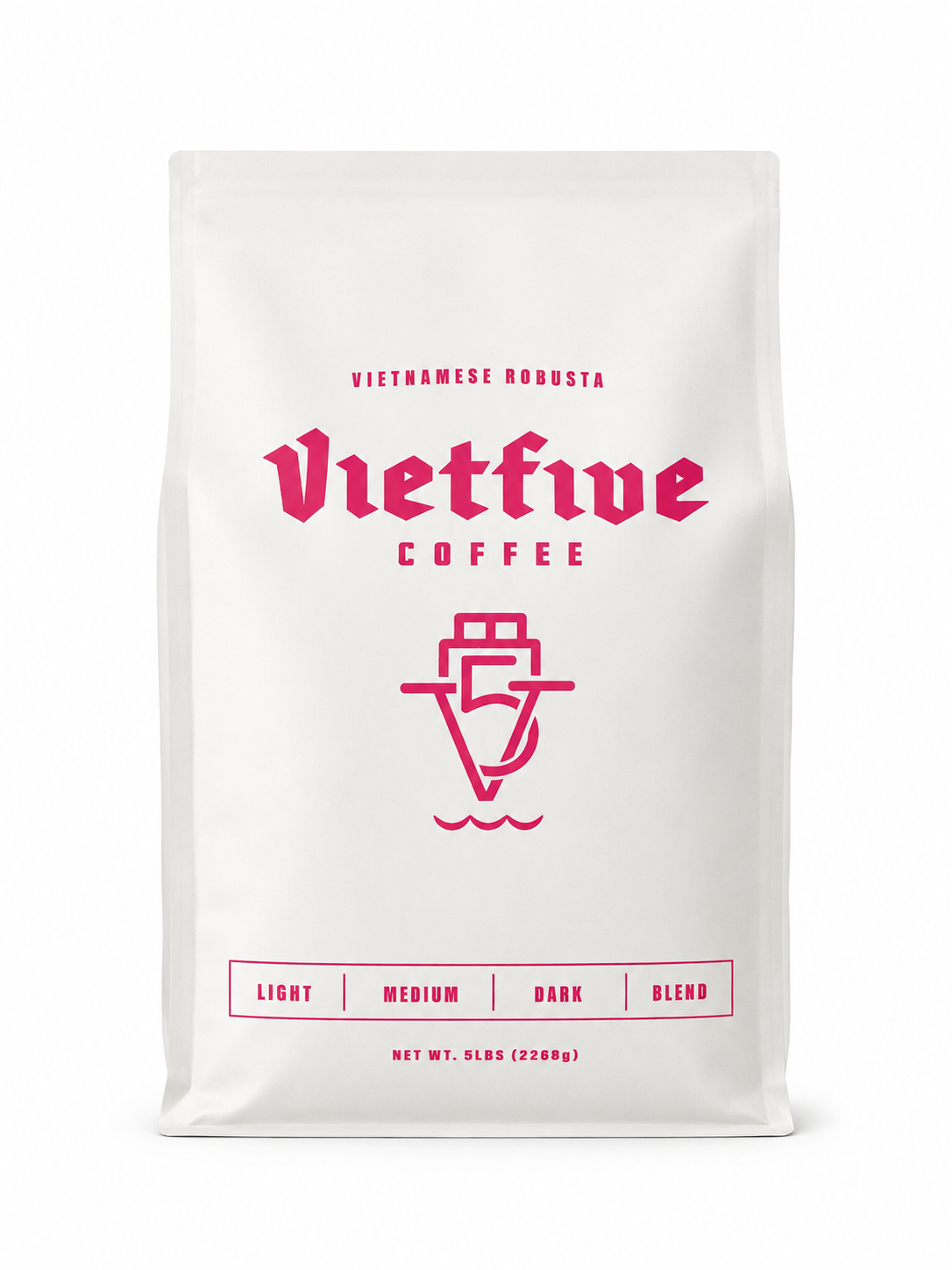 5 lb Vietnamese Robusta Coffee | Light, Medium & Dark Roast | Vietfive