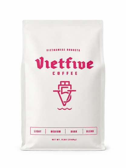 5 lb Vietnamese Robusta Coffee | Light, Medium & Dark Roast | Vietfive