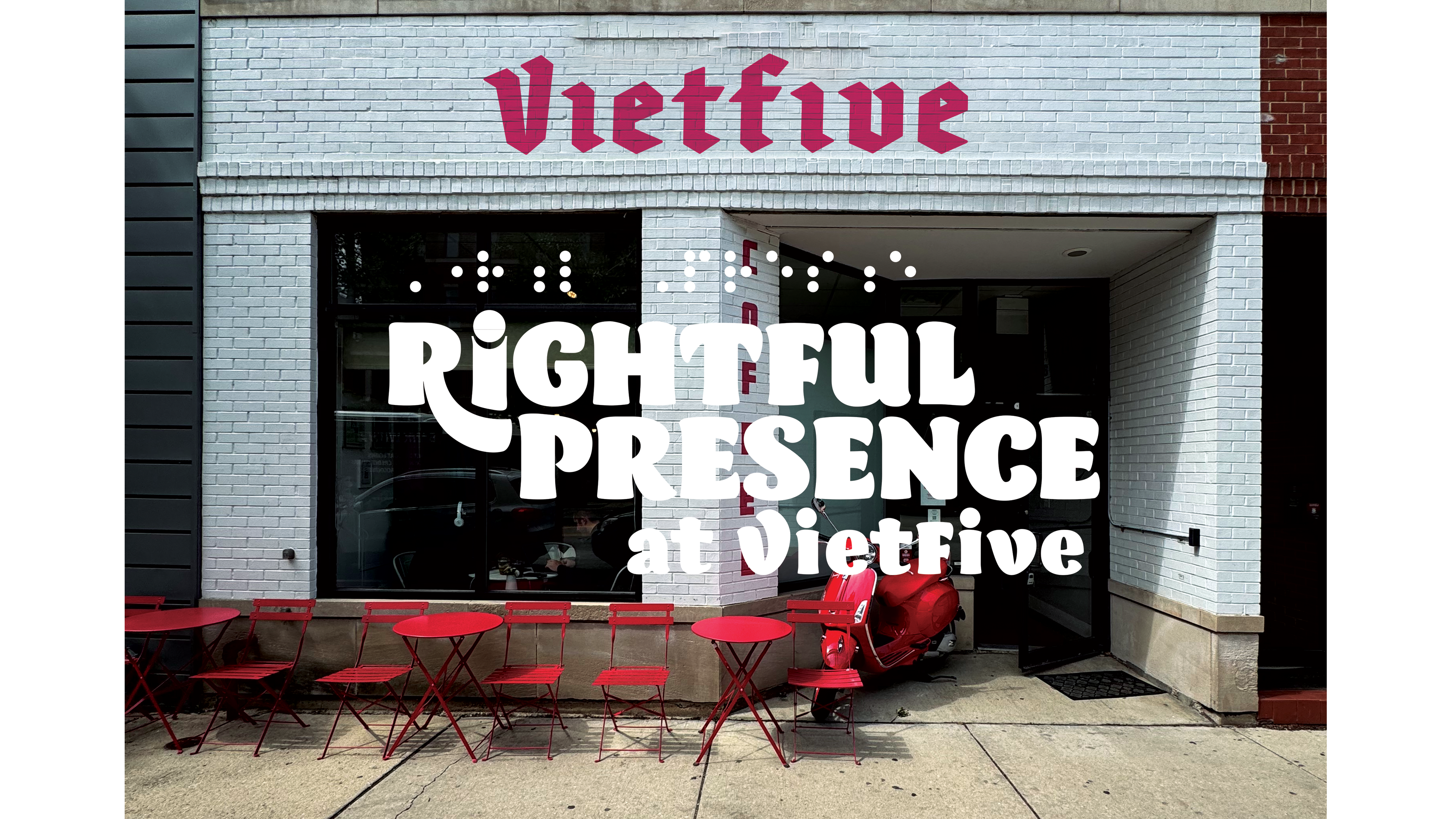 Storefront with 'Vietfive' branding and outdoor seating area.